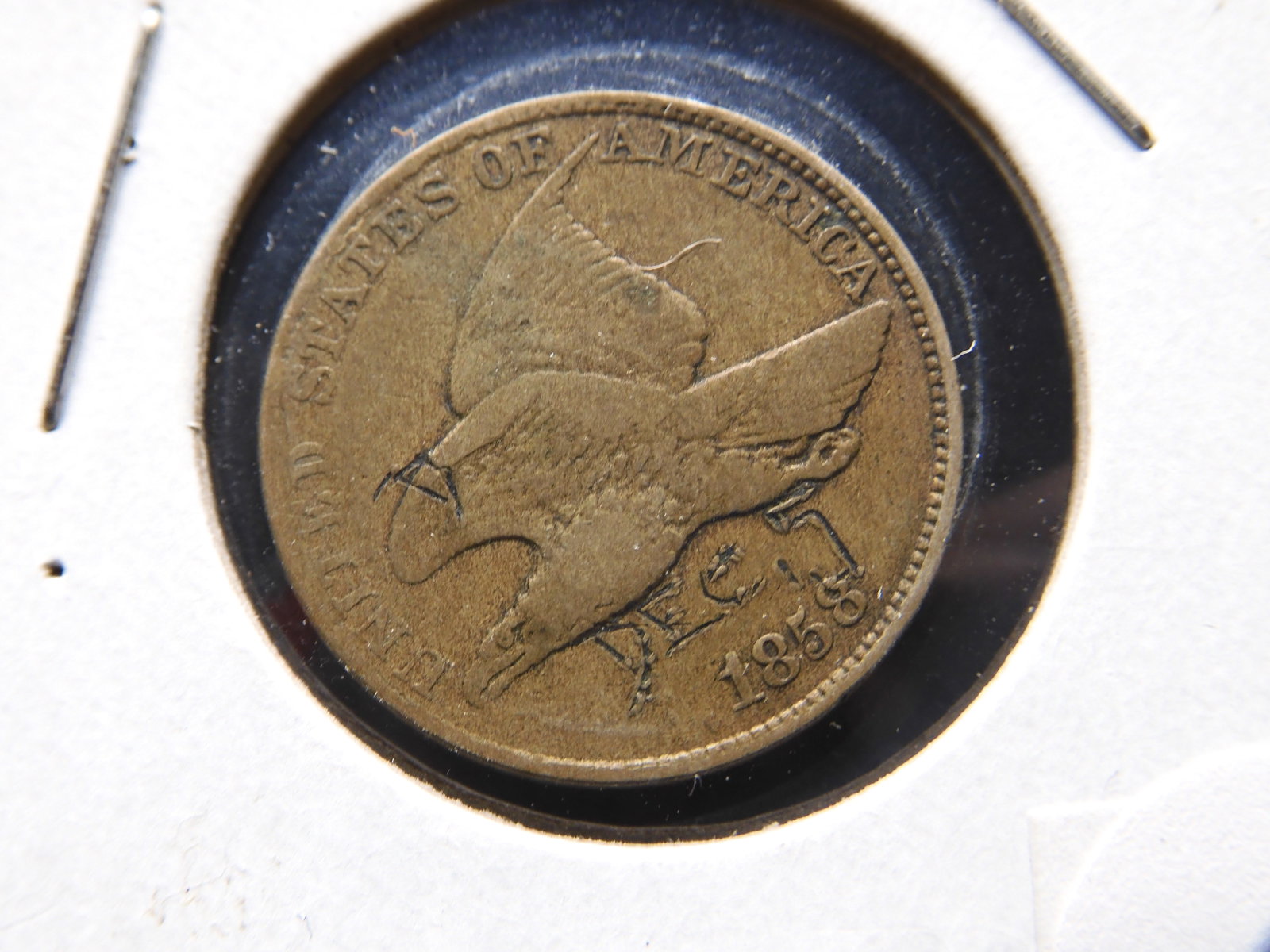 1858 Flying Eagle Cent with Nice Detail. Scratched Reverse (1 of 3)