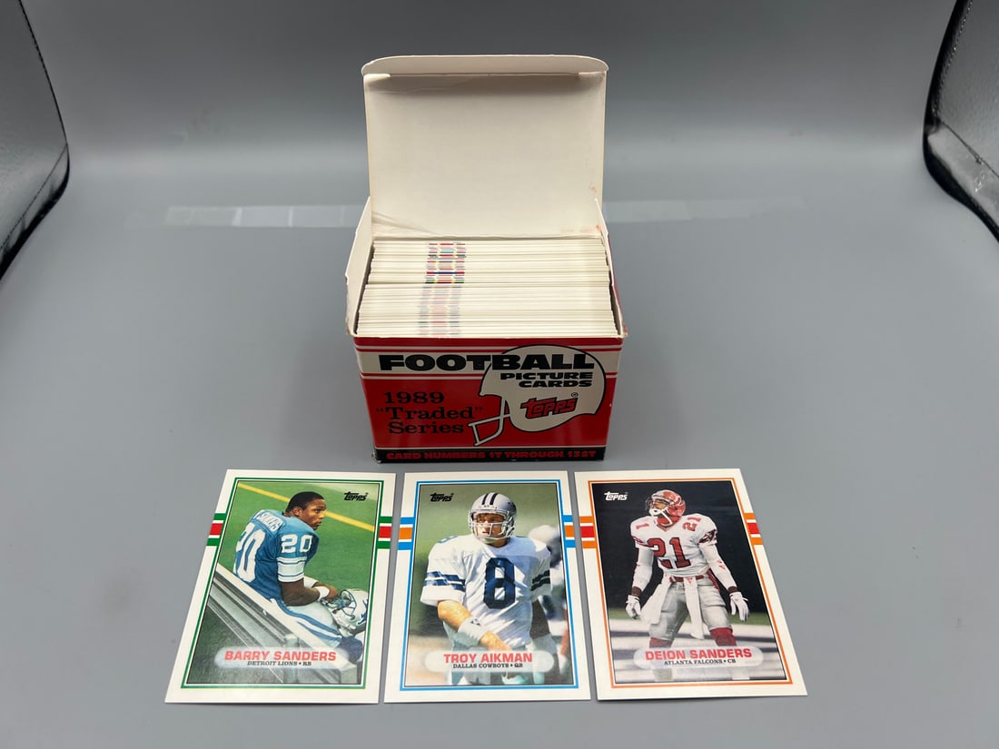 1989 Topps Traded Football Complete Set W/ Barry Sanders RC, Troy Aikman RC, & Deion Sanders RC (1 of 5)
