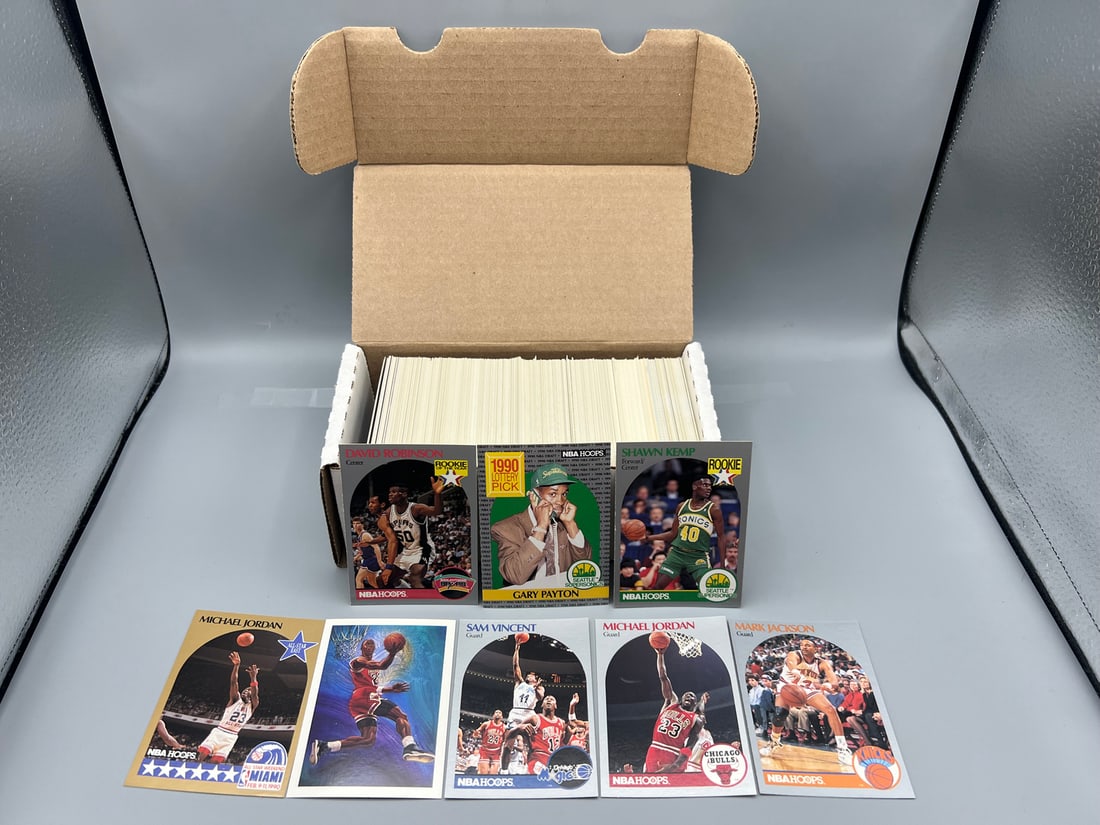 1990-91 NBA Hoops Basketball Complete Set W/ David Robinson 2nd Year, Sam Vincent Jordan #12 Jersey (1 of 7)