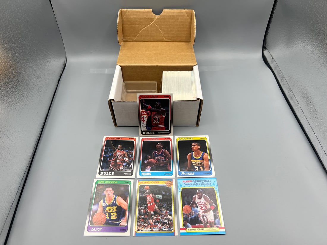 1988-89 Fleer Basketball Complete Set W/ Michael Jordan 3rd Year Cards and Rookies of Dennis Rodman, (1 of 7)
