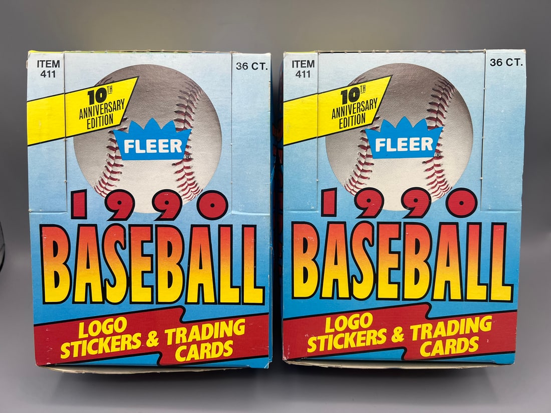 Lot of (2) 1990 Fleer Baseball Complete & Near Complete Wax Boxes - One Box Is Missing One Pack (1 of 3)