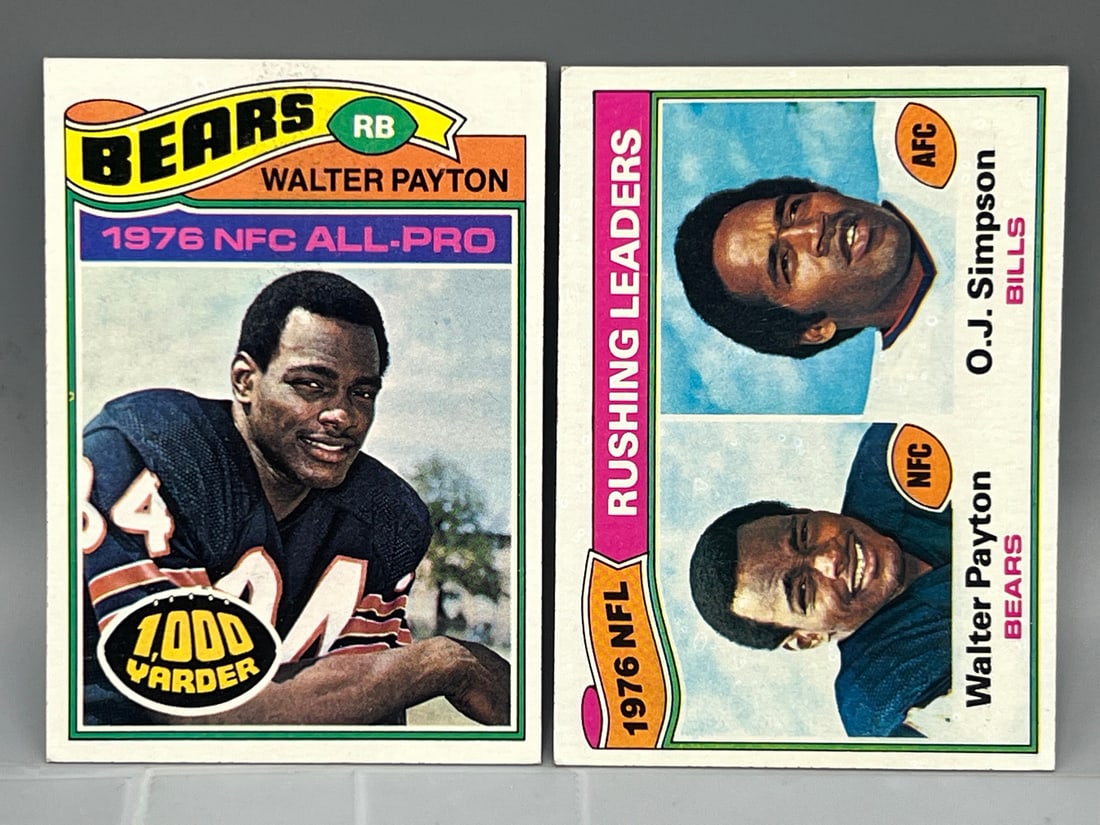 1977 Topps Walter Payton #360 & 1977 Topps NFL Rushing Leaders Walter Payton/O.J. Simpson #3 - 2nd (1 of 2)
