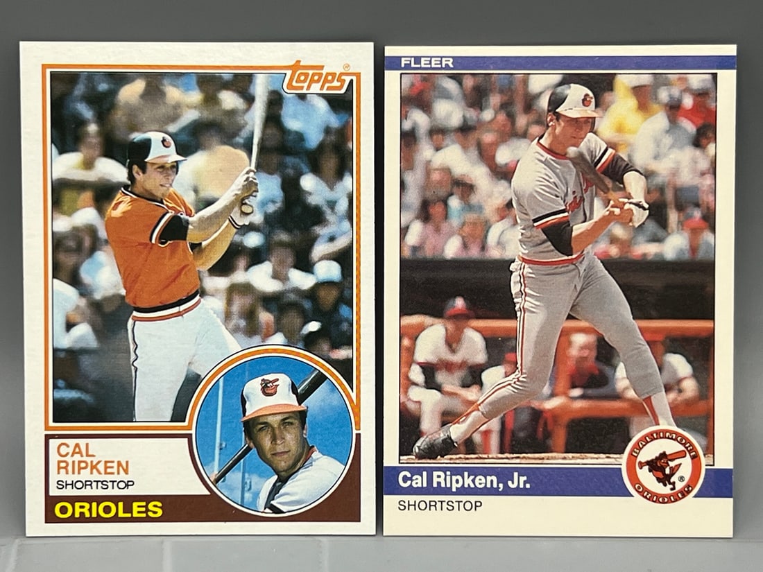 1983 Topps Cal Ripken Jr. 2nd Year Card #163 & 1984 Fleer Cal Ripken Jr. #17 (1 of 2)