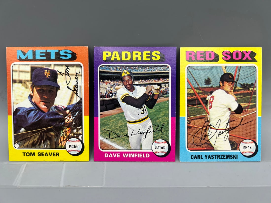 1975 Topps Mini Tom Seaver #370, Dave Winfield #61, & Carl Yastrzemski #280 (1 of 2)
