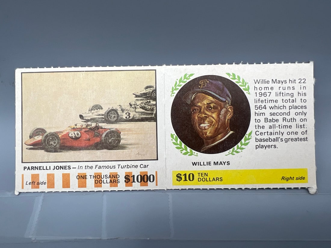 1968 American Oil Parnelli Jones/Willie Mays Full Panel: 1968 American Oil Parnelli Jones/Willie Mays Full Panel