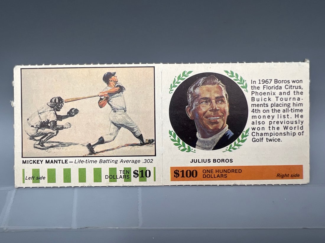 1968 American Oil Mickey Mantle/Julius Boros Full Panel: 1968 American Oil Mickey Mantle/Julius Boros Full Panel
