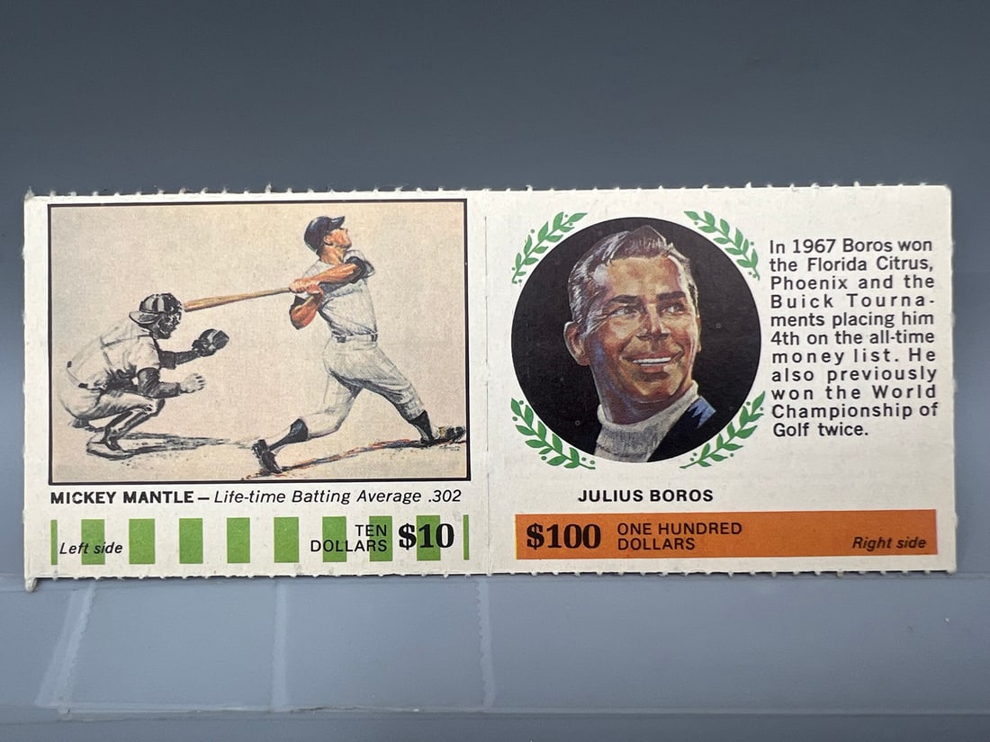 1968 American Oil Mickey Mantle/Julius Boros Full Panel: 1968 American Oil Mickey Mantle/Julius Boros Full Panel