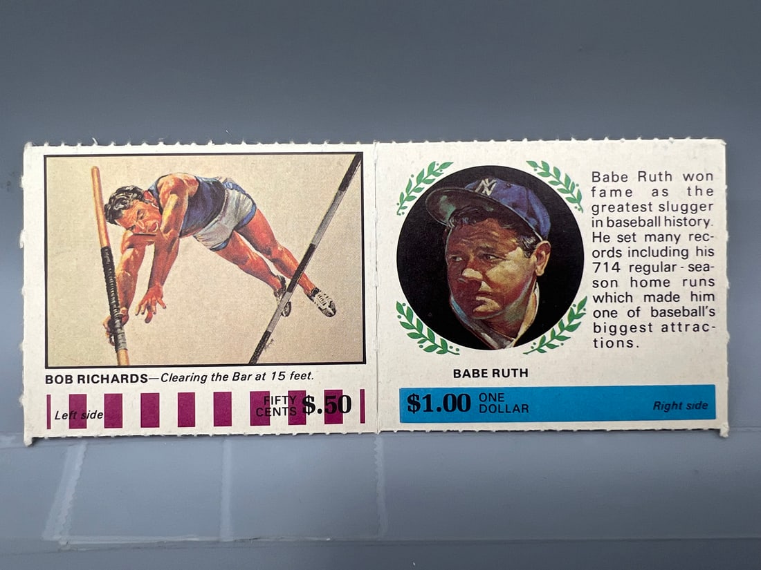 1968 American Oil Bob Richards/Babe Ruth Full Panel: 1968 American Oil Bob Richards/Babe Ruth Full Panel