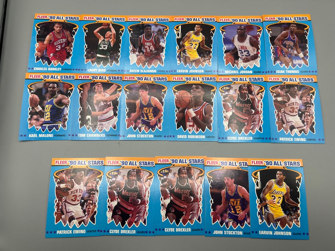 1990 Fleer Basketball Complete 12 Card All Star Set W/ Extras - Michael Jordan (1 of 7)