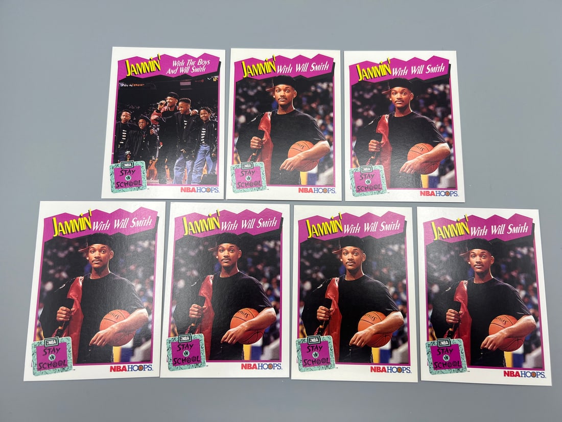 Lot of (7) 1991 NBA Hoops Will Smith Stay In School Cards - Varying Conditions: Lot of (7) 1991 NBA Hoops Will Smith Stay In School Cards - Varying Conditions