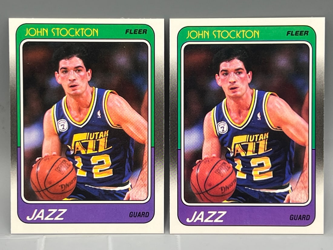 Lot of (2) 1988-89 Fleer John Stockton RCs #115 (1 of 2)