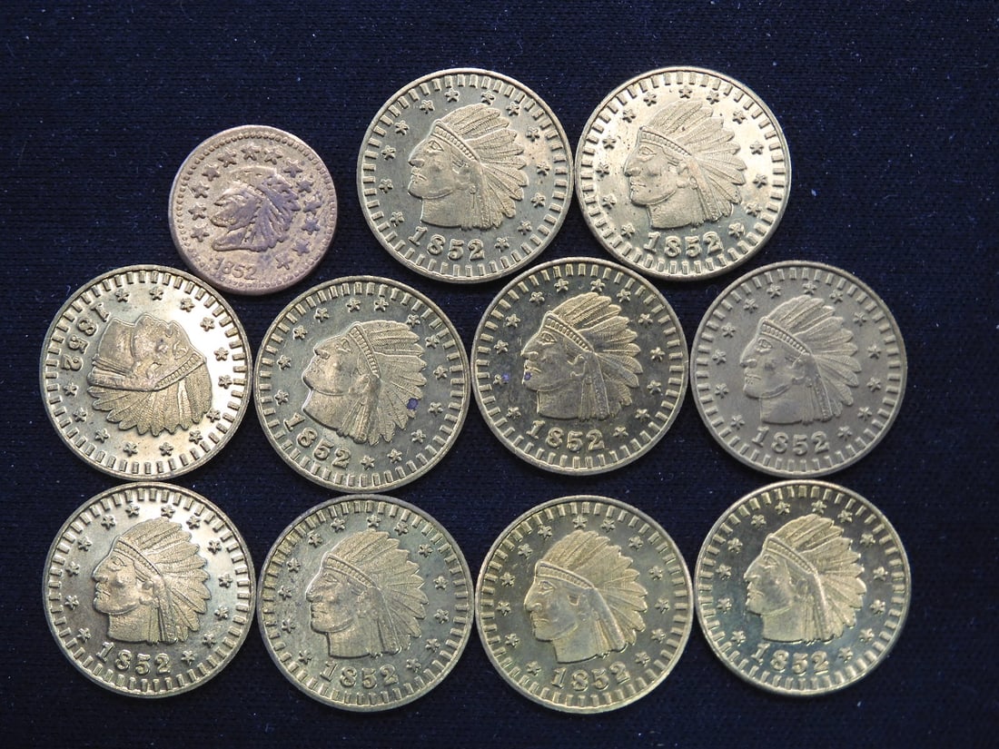 11 Copies of 1852 California Gold Tokens (1 of 2)