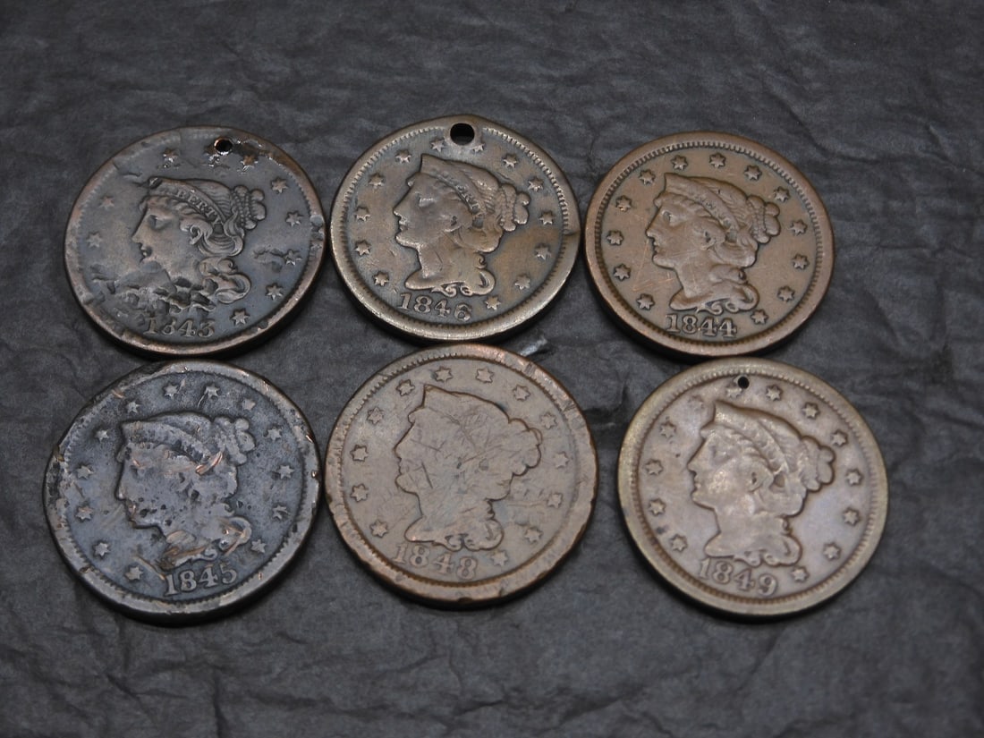 6 Cull Large Cents. All Have Dates. (1 of 5)