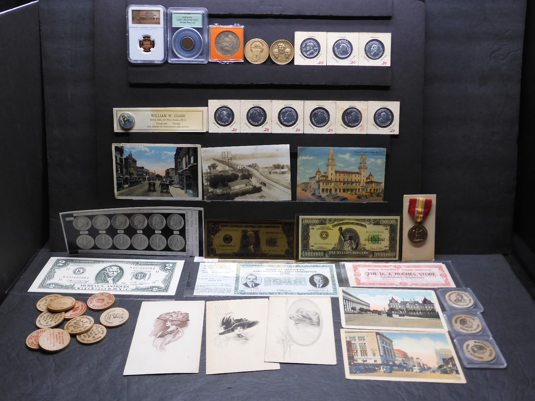 Large Lot Of Stuff!!  Coins, Tokens, Medals, Post Cards, Ephemera, Etc. (1 of 12)