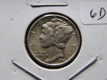 1941 Mercury Dime - Full Diagonal Bands - Beautiful Coin