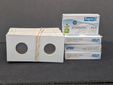 90 2x2 Nickel Holders & Box of Staples