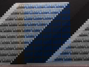 1952 Woman In Armed Forces 3-Cent Sheet Of 50 U.S. Stamps.  Scotts # 1013.  Plate Block # 24682.