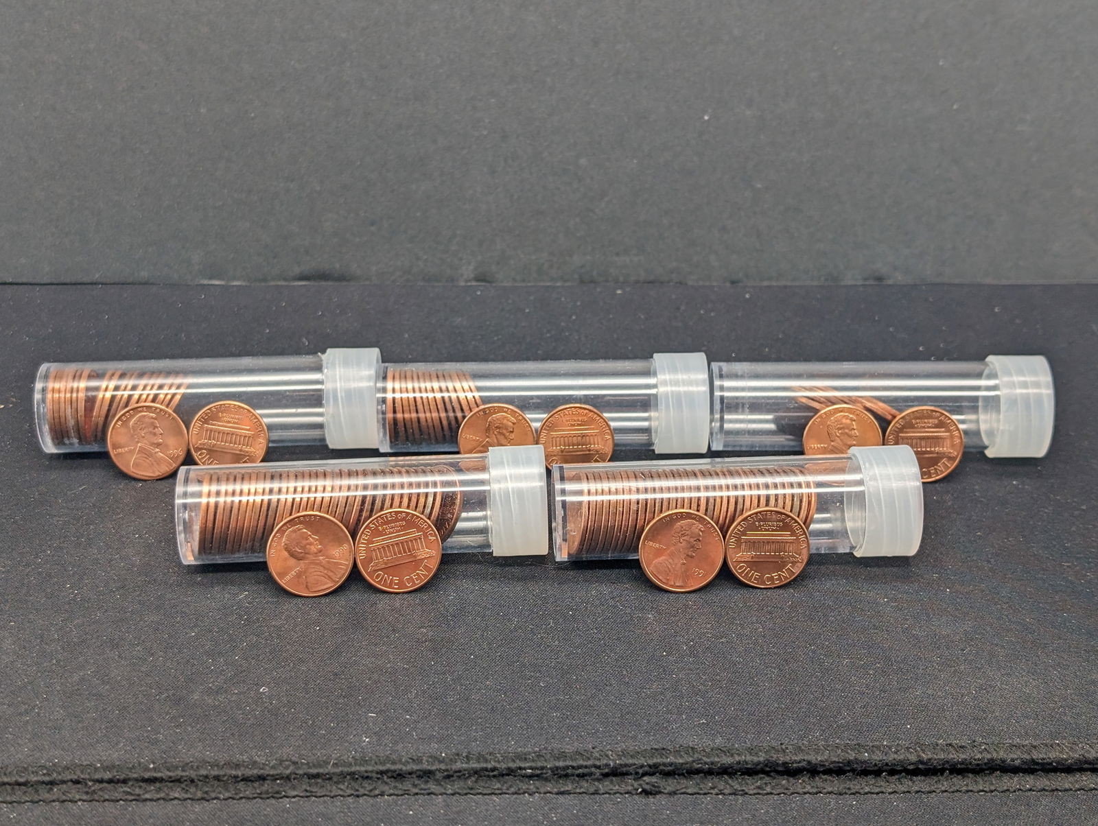 107 Red Uncirculated 1990's Lincoln Memorial Cents- Partial Tubes Mixed Dates (1 of 6)