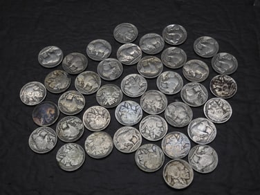 Roll Of 40 Mixed Date United States Buffalo Nickels.