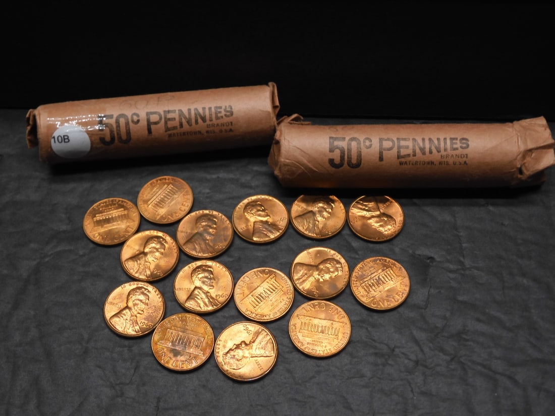 2 Rolls of RED BU 1960 Lincoln Cents (1 of 3)