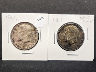 2 1964 90% Silver Kennedy Half Dollars