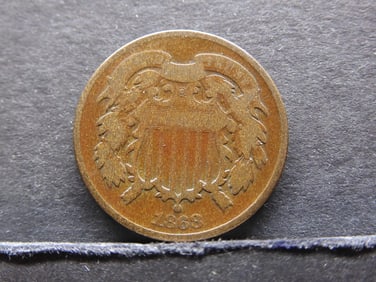 1868 United States 2-Cent Piece.  Vintage Obsolete Type Coin.