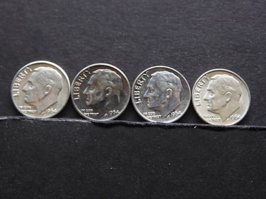 (2) 1964-P + (2) 1964-D 90% Silver Roosevelt Dimes