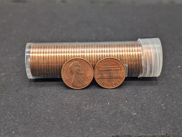 Tube of 1969-S Red BU Copper Lincoln Memorial Cents