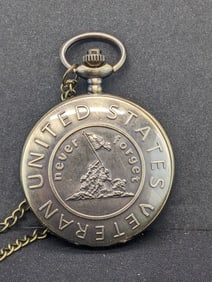 US Veterans Pocket Watch w/Chain. Working