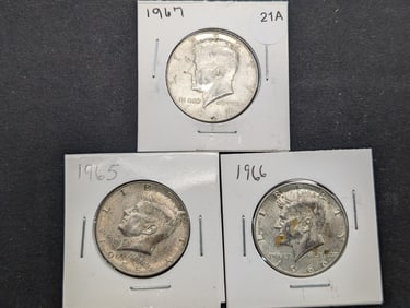 1965, 1966, 1967 40% Silver Kennedy Half Dollars