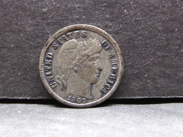 1907 Barber Dime. High Grad. Full Bold Liberty