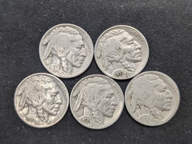 (2) 1936-P, 1936-P+D, 1937-P, Buffalo Nickels