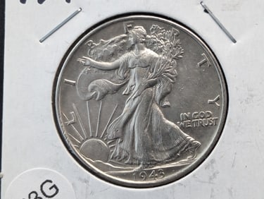 1943 Walking Liberty 50c. WWII Era. 90% Silver. UNC
