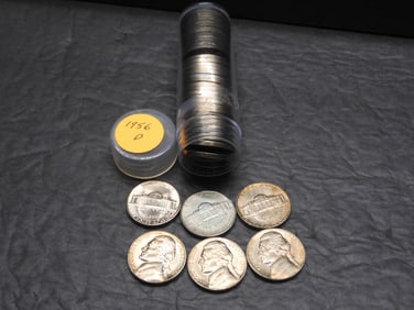 40 1956-D Jefferson Nickels, CH BU, Many Toned