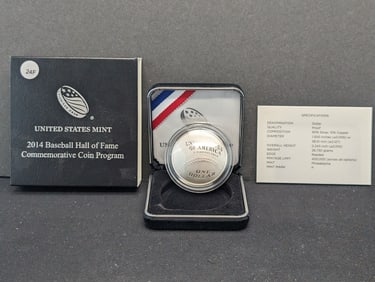 2014-P Proof Baseball Half of Fame Commemorative Silver Dollar