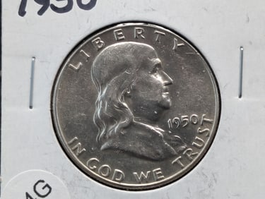 1950 Franklin 50c. 90% Silver. BU