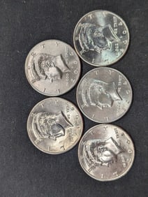 5 2004-D Clad Kennedy Half Dollars Uncirculated From Canvas Mint Bag