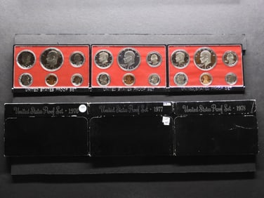 1976-S 1977-S 1978-S United States Proof Sets With Original Government Packaging.  18 Coins.