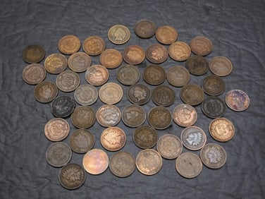 Roll Of 50 Mixed Date United States Indian Head Cents.