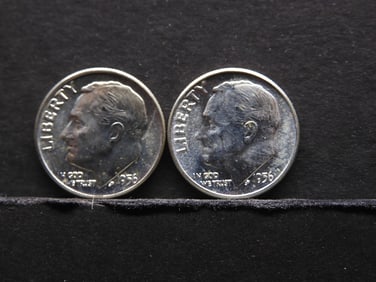 1956-P+D UNC 90% Silver Roosevelt Dimes