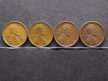 4-1909 VDB Lincoln Wheat Cents, Various Grades