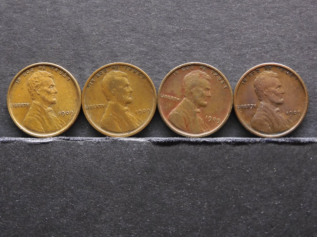 4-1909 VDB Lincoln Wheat Cents, Various Grades (1 of 5)