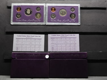 1988-S 1989-S United States Proof Sets With Original Government Packaging.  25 Coins.