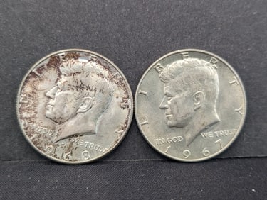 1967 + 1968-D 40% Silver Kennedy Half Dollars