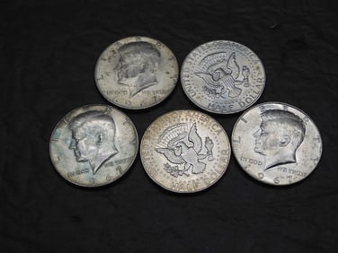 5 1967 40% Silver Kennedy Half Dollars