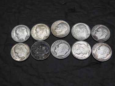 10 Mixed Date 90% Silver Roosevelt Dimes