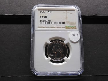 1961 90% Silver Washington Quarter NGC Graded PF68