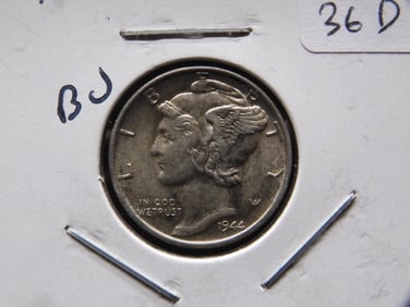 1944 Mercury Dime - Full Diagonal Bands - Beautiful Coin