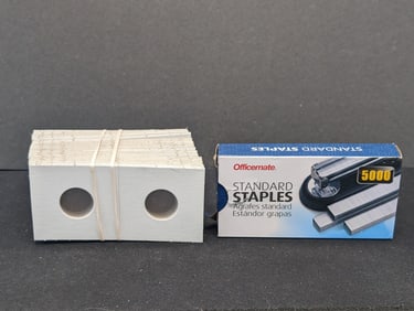 75 2x2 One Cent Holders & Box of Staples