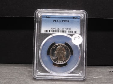 1964 90% Silver Washington Quarter PCGS Graded PR68